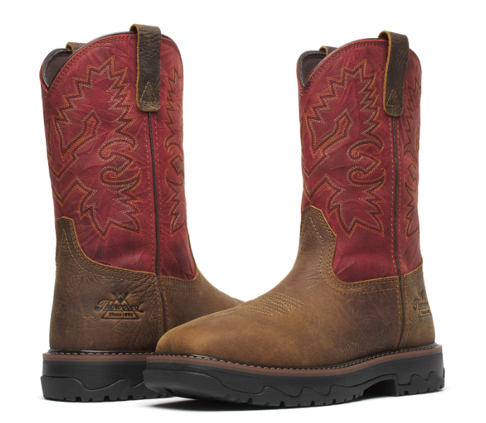 Thorogood Buffalo Ridge 11″ Waterproof Safety Toe Work Boot - Brown/Scarlet - 804-4341