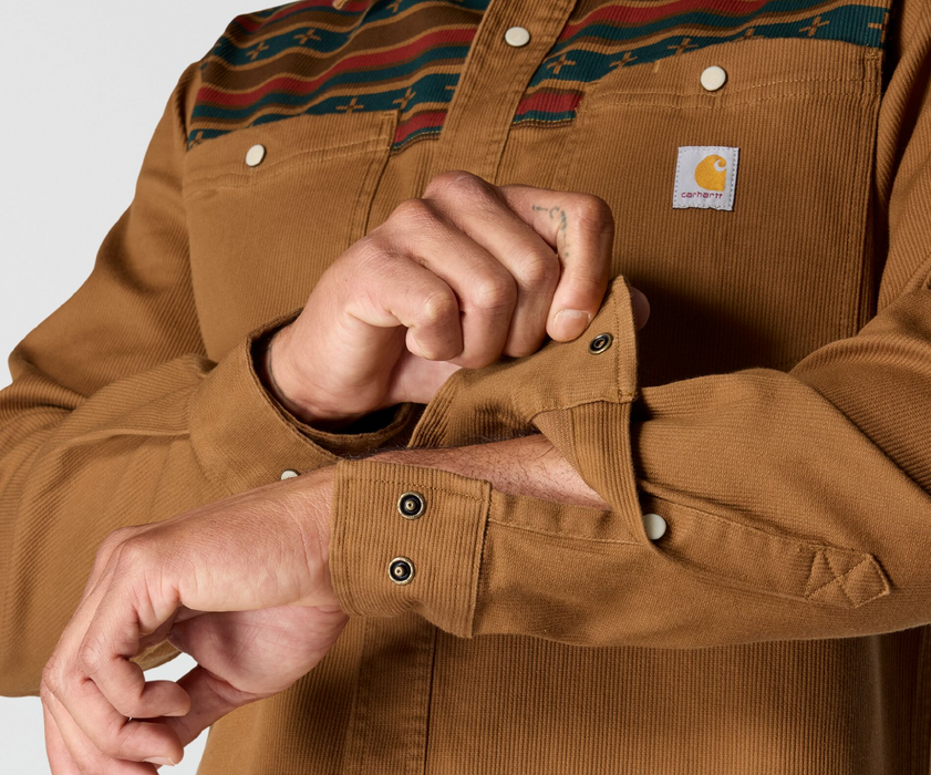 Carhartt Montana Rugged Flex Relaxed Fit Corduroy Long-Sleeve Shirt - Western Style Work Shirt - 107019