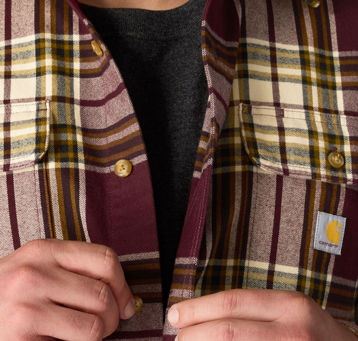 Carhartt Men's Loose Fit Heavyweight Cotton Flannel Long-Sleeve Plaid Shirt - Style 107013