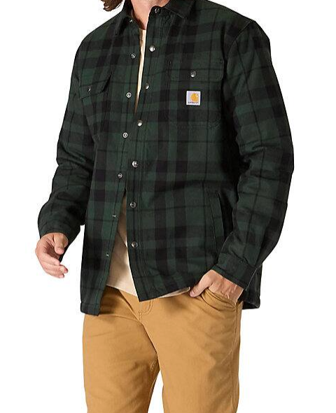 Carhartt Men's Relaxed Fit Flannel Sherpa-Lined Shirt Jacket - Style 107017