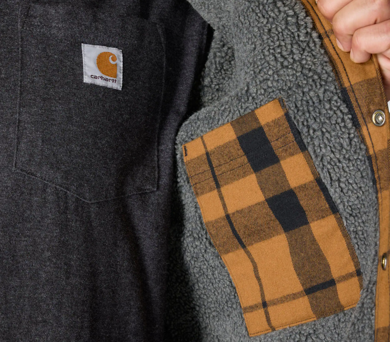 Carhartt Men's Relaxed Fit Flannel Sherpa-Lined Shirt Jacket - Style 107017