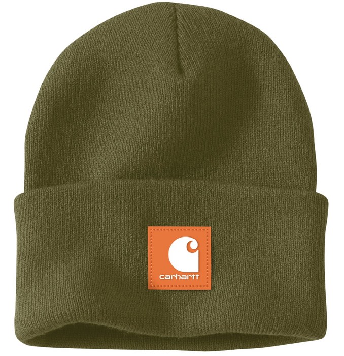 Knit Rubber Patch Beanie - Classic Cuffed Winter Hat - 106920