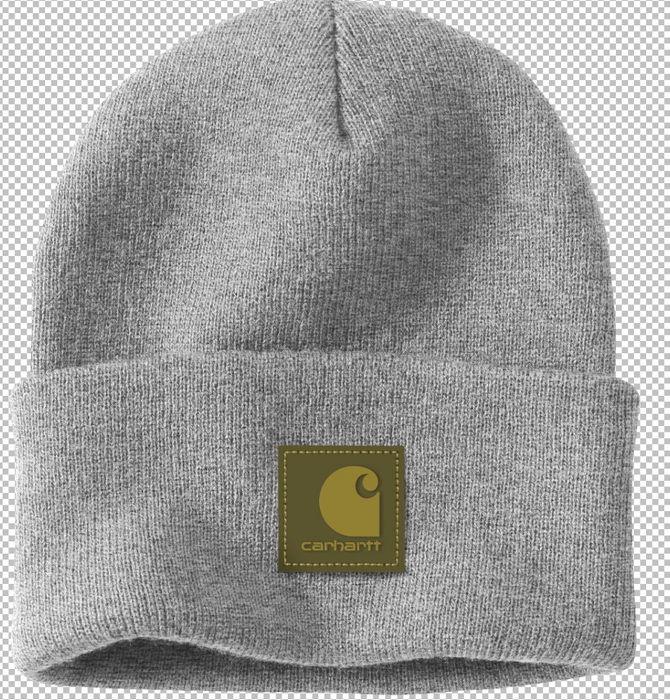 Knit Rubber Patch Beanie - Classic Cuffed Winter Hat - 106920