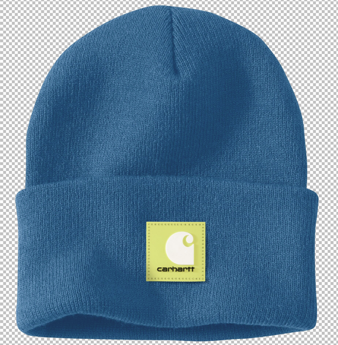 Knit Rubber Patch Beanie - Classic Cuffed Winter Hat - 106920