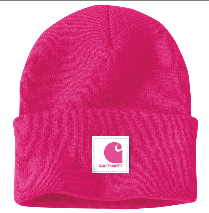 Knit Rubber Patch Beanie - Classic Cuffed Winter Hat - 106920