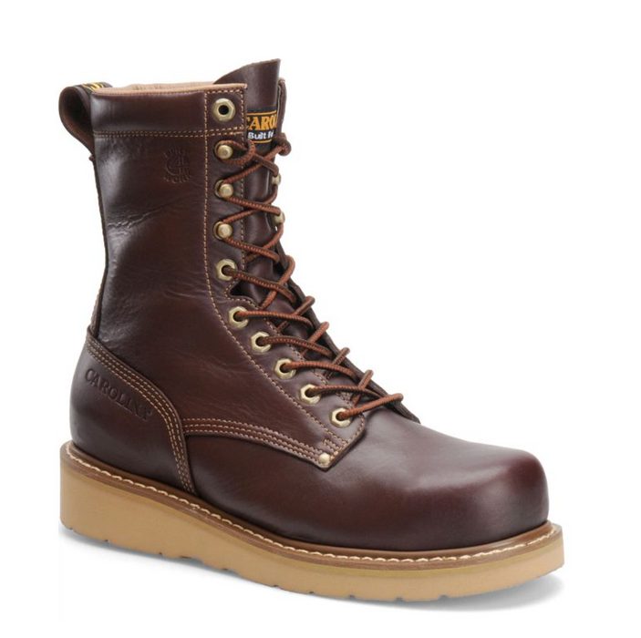 Carolina AMP Hi CA8049 Men's 8" Broad Toe Wedge Work Boot - Dark Oak Leather