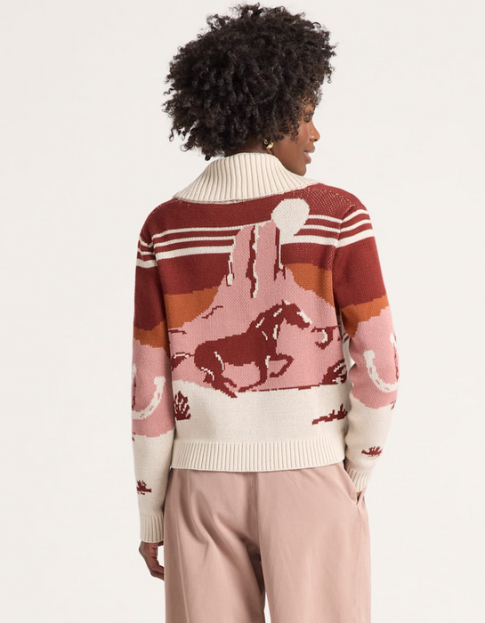Pendleton Women's Western Scenic Cotton Cardigan - Brick/Rose Multi - TC631