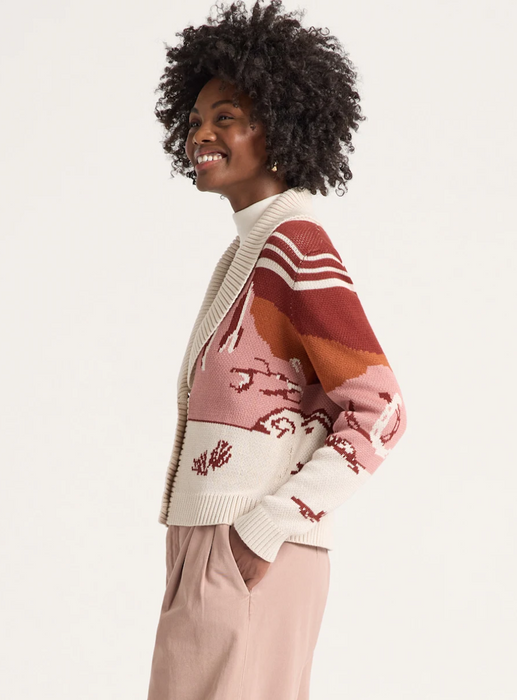 Pendleton Women's Western Scenic Cotton Cardigan - Brick/Rose Multi - TC631