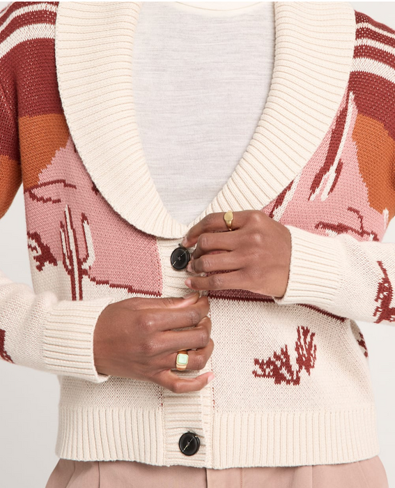 Pendleton Women's Western Scenic Cotton Cardigan - Brick/Rose Multi - TC631