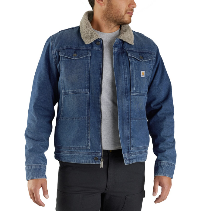 Carhartt 105478 - Relaxed Fit Denim Sherpa-Lined Jacket - CLOSEOUT