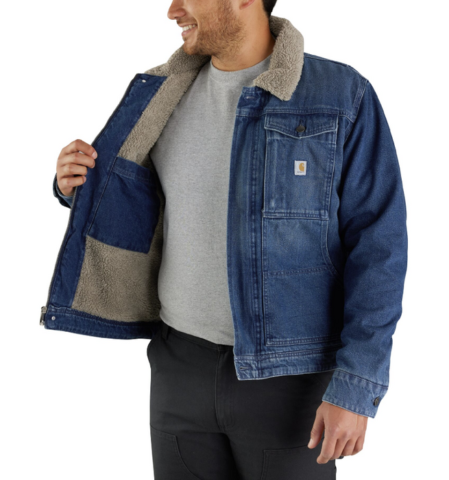 Carhartt 105478 - Relaxed Fit Denim Sherpa-Lined Jacket - CLOSEOUT