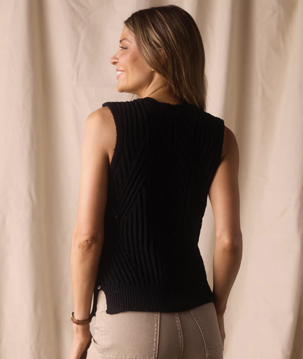 The Normal Brand Adelaide Knit Hi-Neck Tank in Black - Premium Cotton Chunky Knit - F2WADLKT