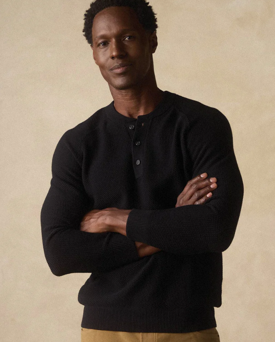 COOLMAX® Textured Henley Sweater | Moisture-Wicking Men's Sweater
