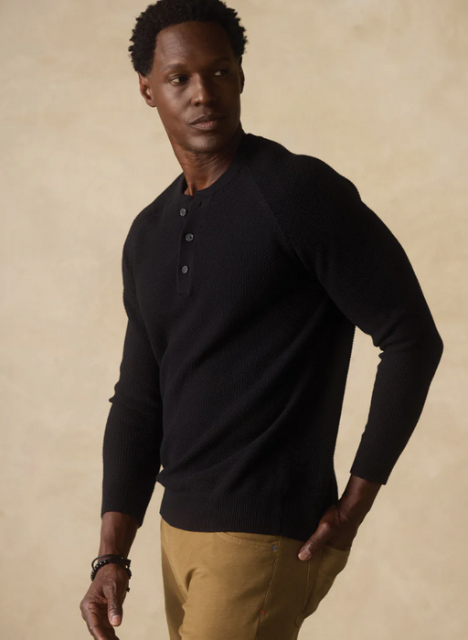COOLMAX® Textured Henley Sweater | Moisture-Wicking Men's Sweater