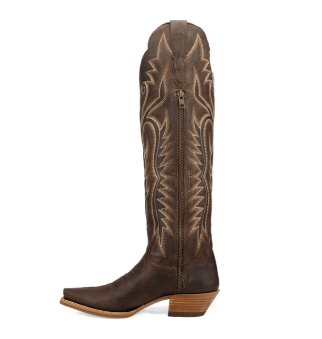 Dan Post Women's Prairie Dancer Brown Leather 18" Fringe Cowboy Boots - DP7103