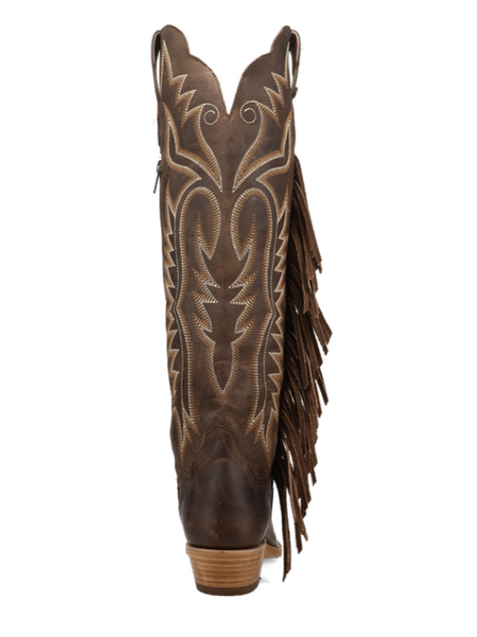 Dan Post Women's Prairie Dancer Brown Leather 18" Fringe Cowboy Boots - DP7103