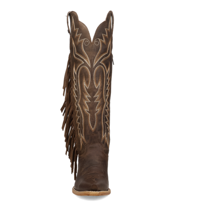 Dan Post Women's Prairie Dancer Brown Leather 18" Fringe Cowboy Boots - DP7103