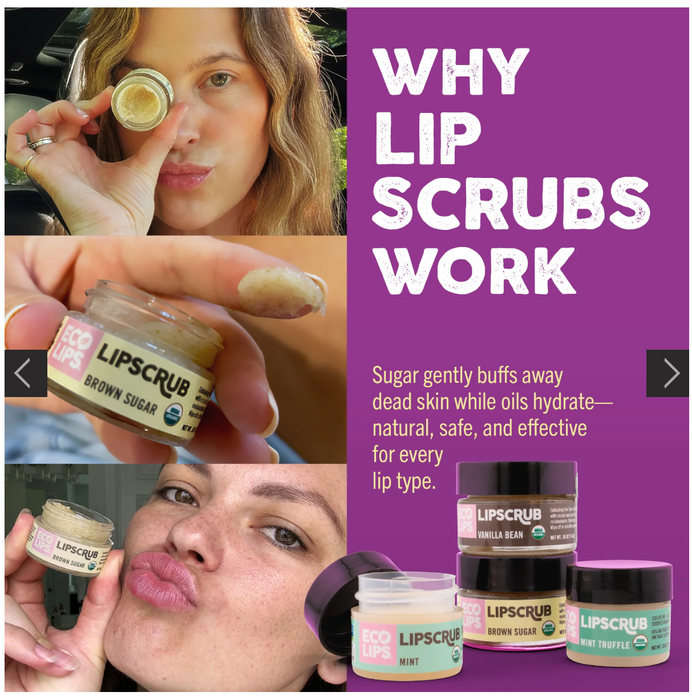 Organic Sugar Lip Scrub - Fair Trade Exfoliating Lip Treatment