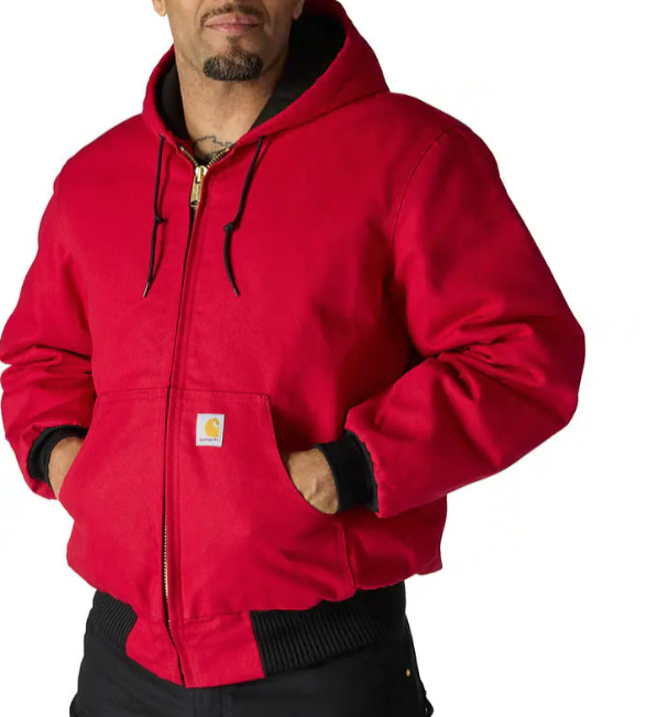 Carhartt Men's Loose Fit Firm Duck Insulated Flannel-Lined Hooded Active Jacket J140