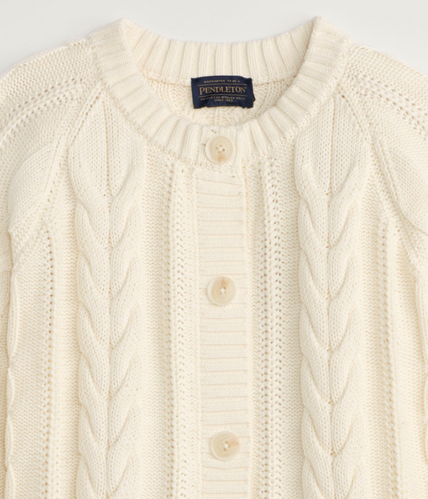 Pendleton Women's Cotton Cable Cardigan – Classic Knit Button-Front Sweater
