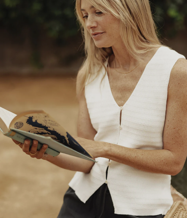 Clementine Button Front Tank – Ivory - S2SCBFTK