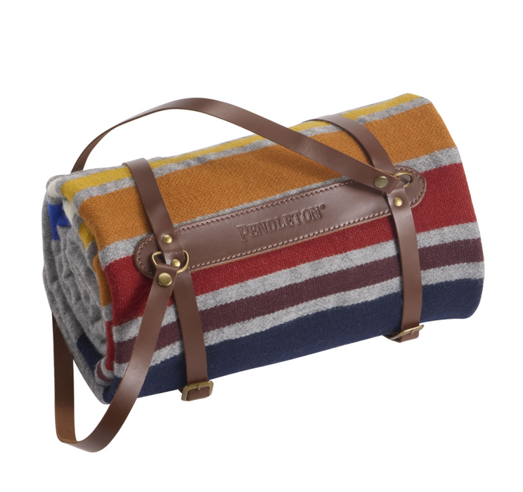 Pendleton National Park Crater Lake Wool Throw Blanket with Leather Carrier - 54x72