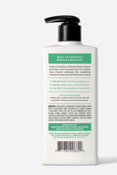 Duke Cannon Heavy Duty Face Wash for Oily Skin