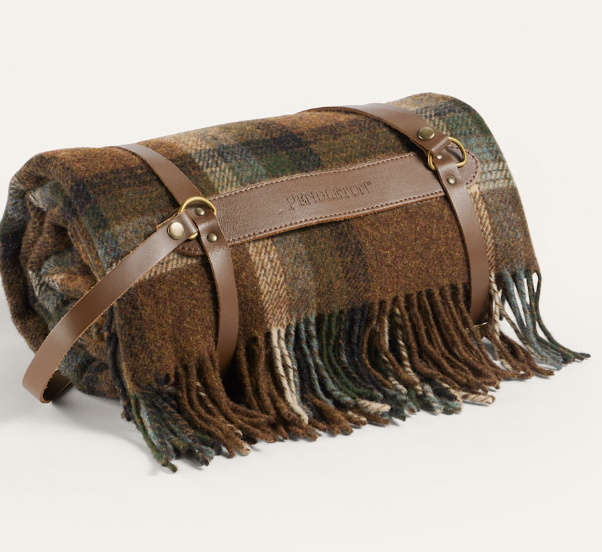 Pendleton Motor Robe — Pure Virgin Wool Plaid Throw with Leather Carrier