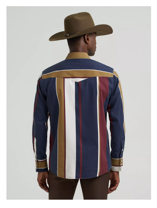 Wrangle Brushpopper Vintage Stripe Western Snap Shirt – Classic Fit