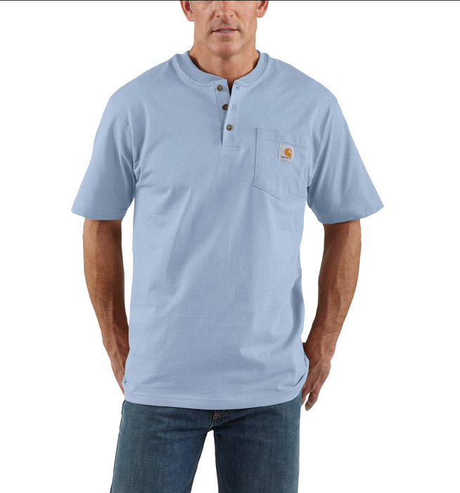Carhartt K84 Men's Loose Fit Heavyweight Short-Sleeve Pocket Henley - Durable Cotton Workwear T-Shirt