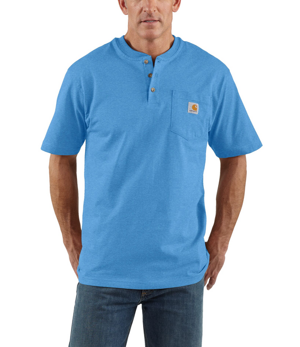 Carhartt K84 Men's Loose Fit Heavyweight Short-Sleeve Pocket Henley - Durable Cotton Workwear T-Shirt