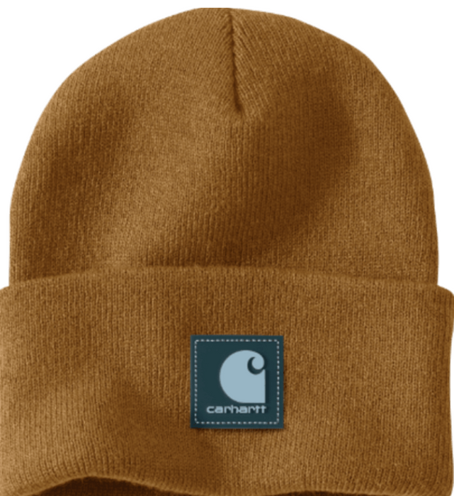 Knit Rubber Patch Beanie - Classic Cuffed Winter Hat - 106920