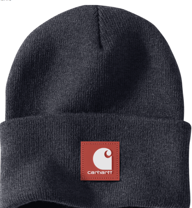 Knit Rubber Patch Beanie - Classic Cuffed Winter Hat - 106920