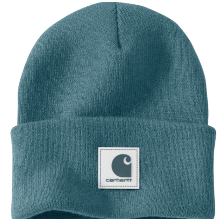 Knit Rubber Patch Beanie - Classic Cuffed Winter Hat - 106920