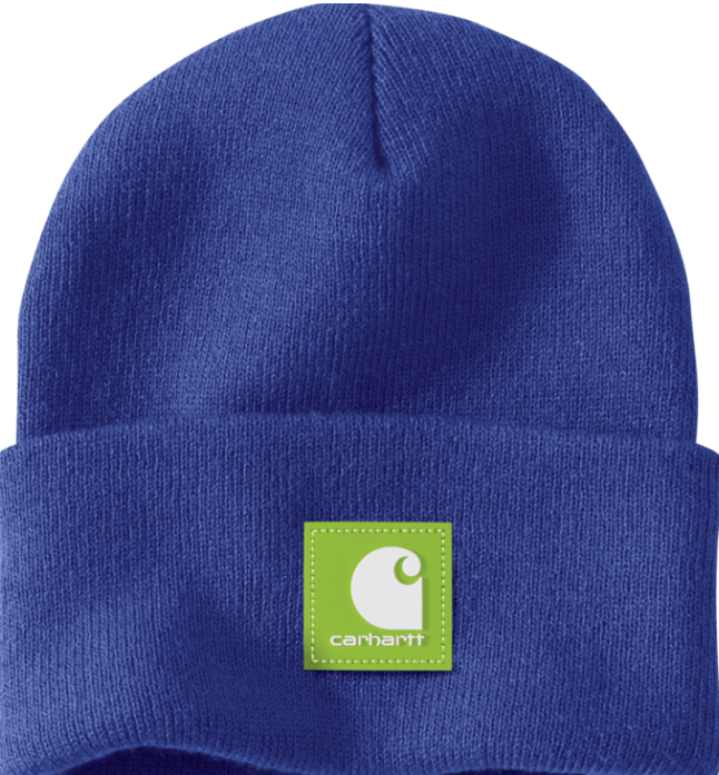 Knit Rubber Patch Beanie - Classic Cuffed Winter Hat - 106920