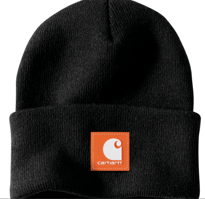 Knit Rubber Patch Beanie - Classic Cuffed Winter Hat - 106920