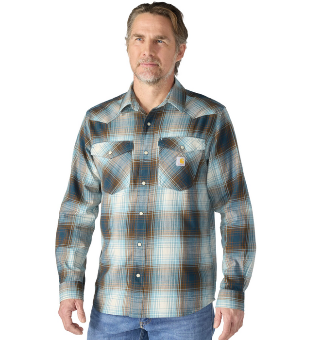 Carhartt Montana Rugged Flex Relaxed Fit Lightweight Long-Sleeve Snap-Front Plaid Shirt - 107016