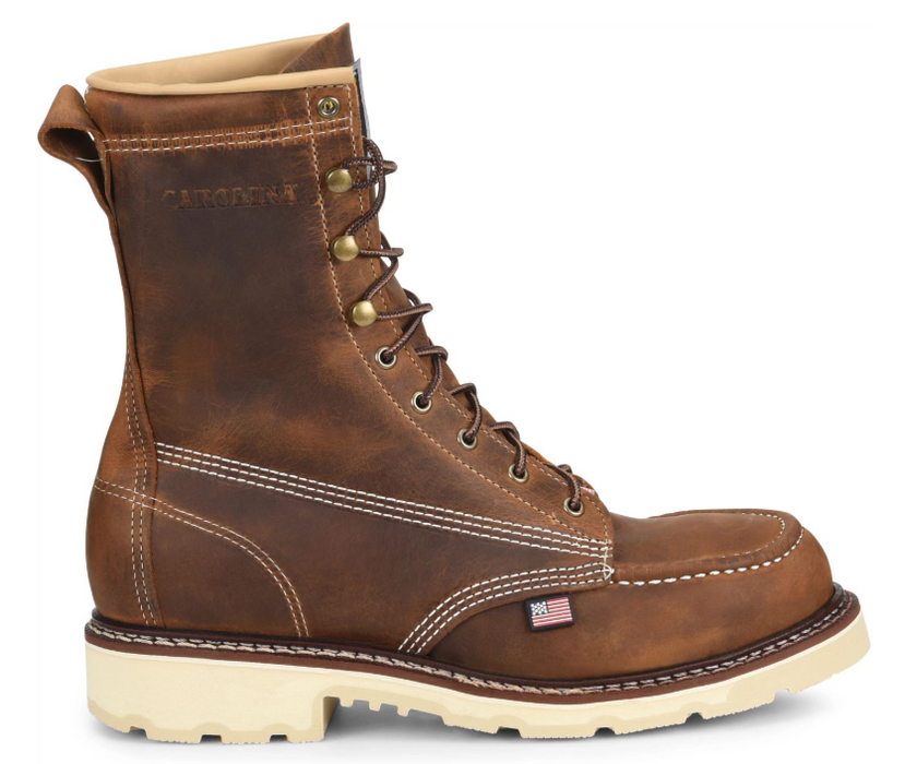 Carolina Men's 8" Moc Toe Work Boot CA7016 - Union Made USA Steel Shank