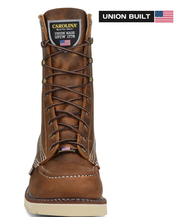 Carolina Men's 8" Moc Toe Work Boot CA7016 - Union Made USA Steel Shank