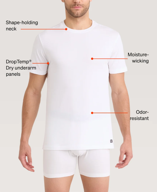 SAXX DropTemp® Dry Cotton Cooling Crew Neck Undershirt (2 Pack)
