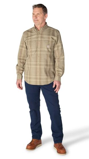 Carhartt Loose Fit Midweight Chambray Long-Sleeve Plaid Shirt - 107012