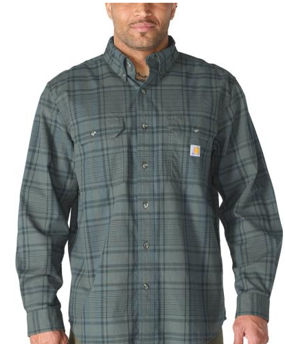 Carhartt Loose Fit Midweight Chambray Long-Sleeve Plaid Shirt - 107012