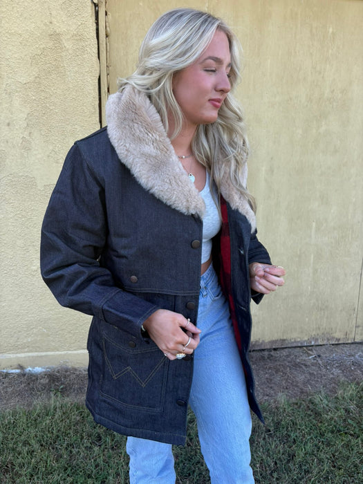 Wrangler x Filson Packer Jacket Indigo MPN 112370270 - Premium Shearling Collar Workwear