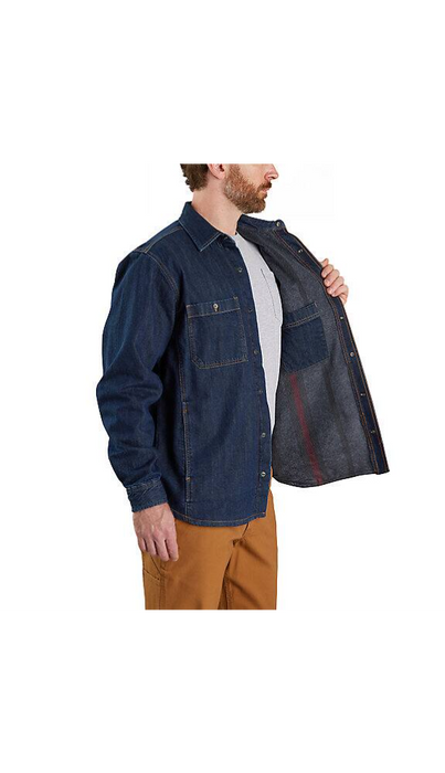 Carhartt Relaxed Fit Denim Fleece Lined Snap-Front Shirt-Jac 105605