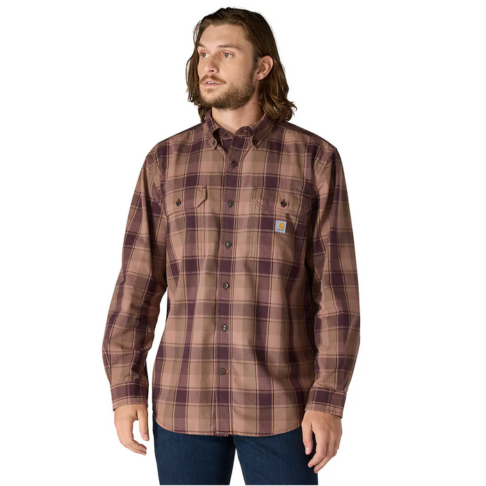 Carhartt Loose Fit Midweight Chambray Long-Sleeve Plaid Shirt - 107012