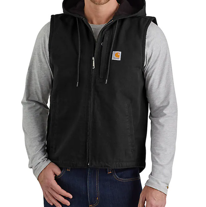 Carhartt Relaxed Fit Washed Duck Fleece-Lined Hooded Vest