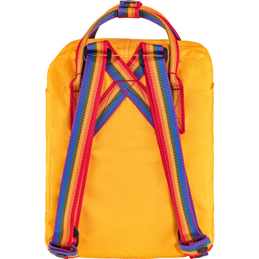 fjallraven kanken mini rainbow handle backpack Fjallraven Kanken Rainbow Mini Backpack Warm Yellow / Rainbow Pattern