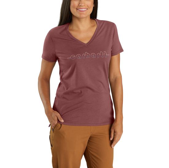 Carhartt Women's Relaxed Fit Lightweight Short-Sleeve Carhartt Graphic V-neck T-shirt 106181
