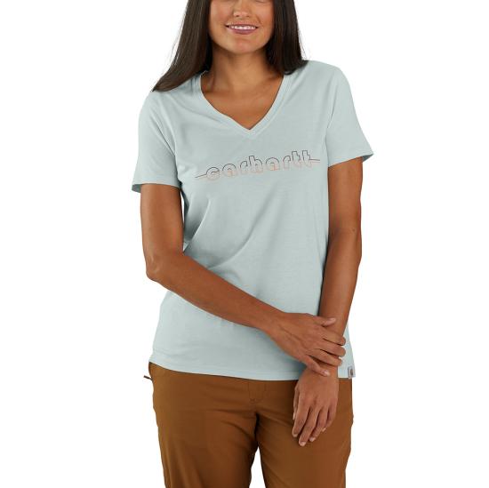 Carhartt Women's Relaxed Fit Lightweight Short-Sleeve Carhartt Graphic V-neck T-shirt 106181