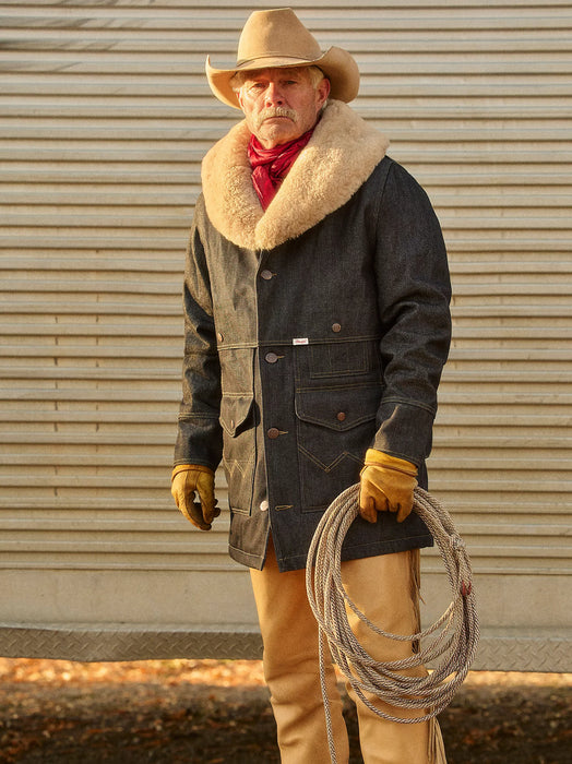 Wrangler x Filson Packer Jacket Indigo MPN 112370270 - Premium Shearling Collar Workwear